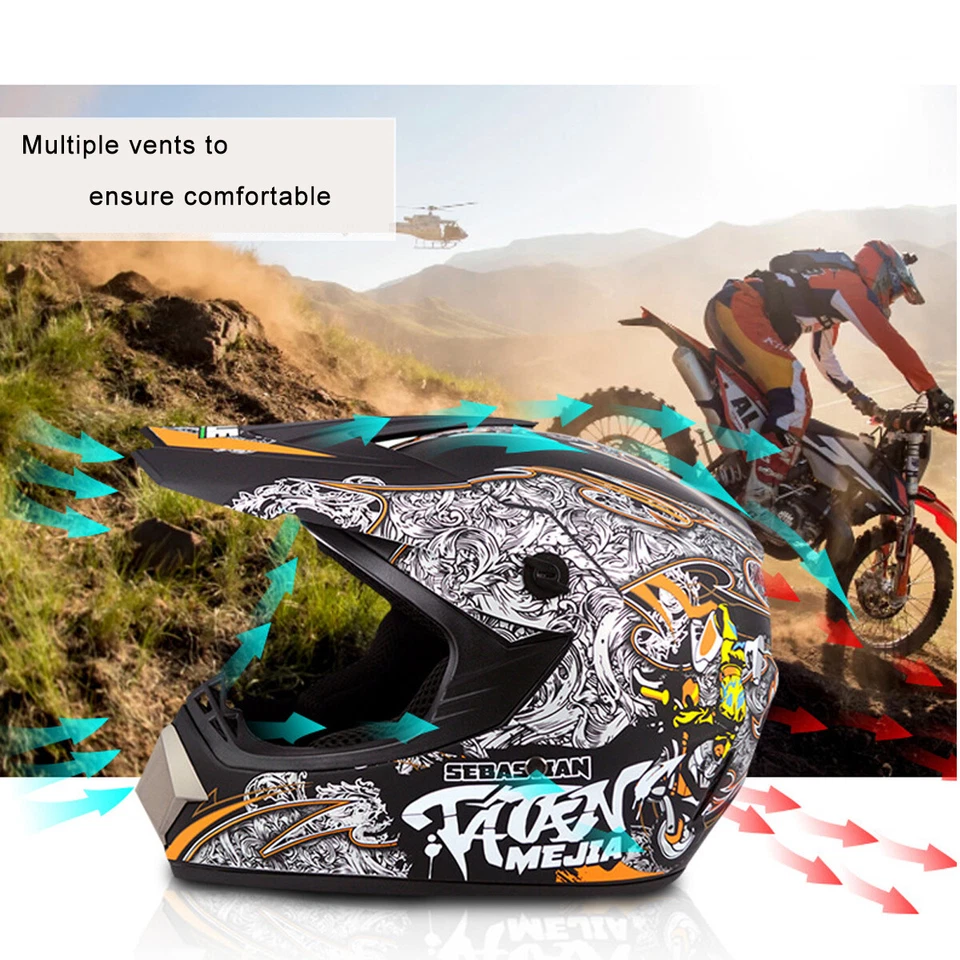 Motorcycle Open Full Face Racing Helmet Motocross Dirt Bike off Road Helmets AU - image 2 of 4