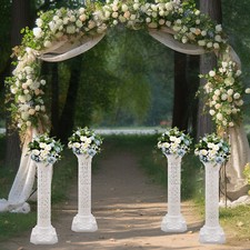 4PCS Roman Columns Wedding Column Stand,White Romantic Wedding Roman Column