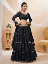 Latest Ethnic Georgette Lehenga Choli With Black Dupatta For Traditional Wear
