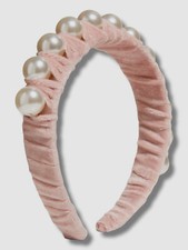 31 Bari Lynn Kid's Girl's Pink Velvet Oversized Pearl Headband