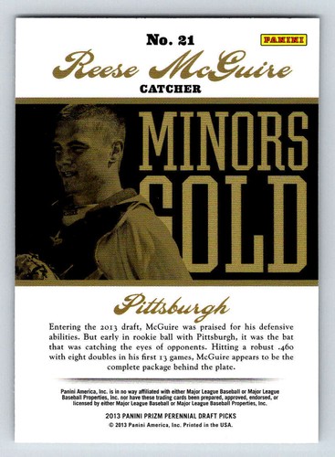 2013 Panini Prizm Perennial Draft Picks Minors #21 Reese McGuire (ref 181413) - Picture 2 of 2