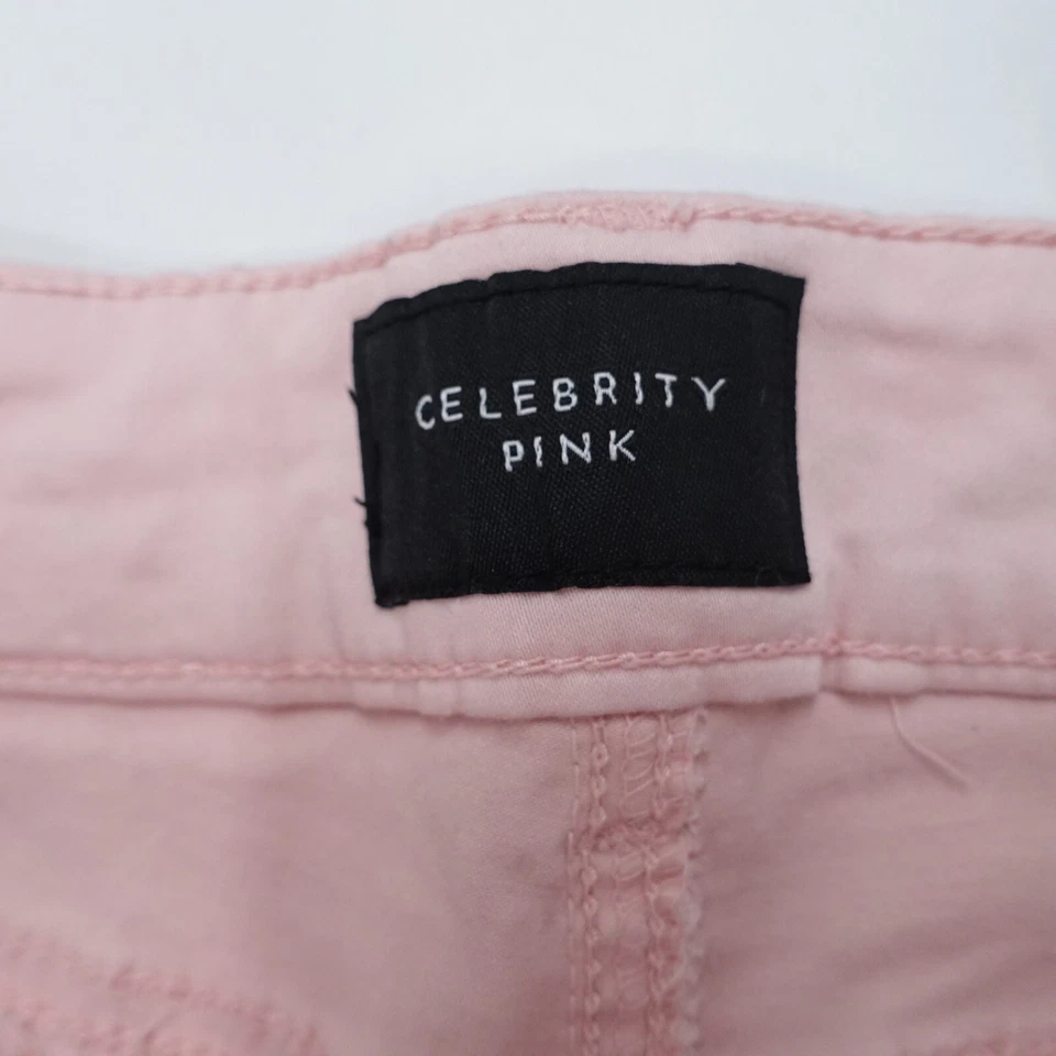 Pantalones Cortos Celebrity Rosa Para Mujer 9/29 Denim Algodón Elastizados Puños Preppy Clásicos Foto 3 de 4