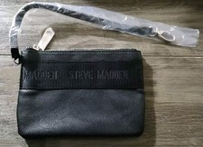 Steve Madden Black Faux Leather Wristlet Clutch Purse New