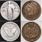 Random Silver Standing Liberty Quarter + Indian Head Cent in VF XF (2 COIN LOT)