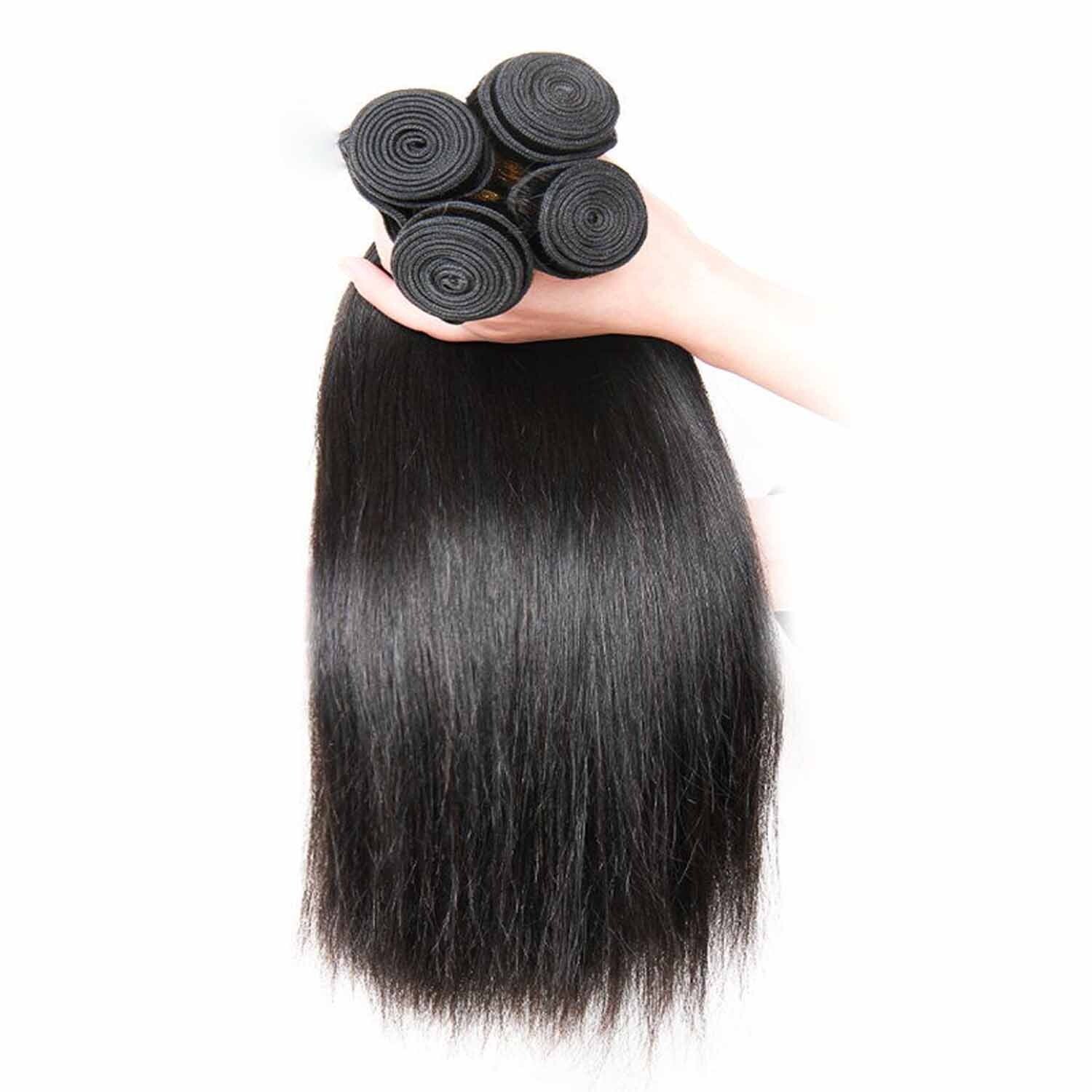 Tissage brésilien 100% humain naturel lot de 2 mèches avec closure pour volume premium