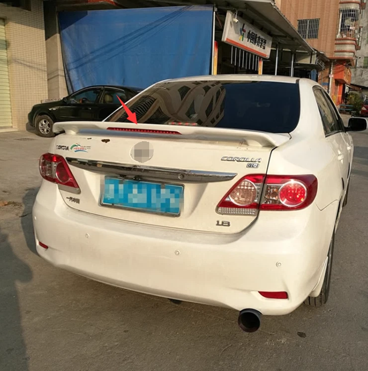 Spoiler porta-malas branco brilhante ajuste asa 2003-2013 Toyota Corolla com luz de freio Sedan - Imagem 2 de 4