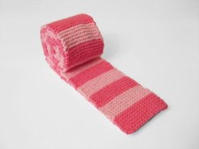 Pink Stripe Hand Knitted Scarf 4.25 inches by 6 feet