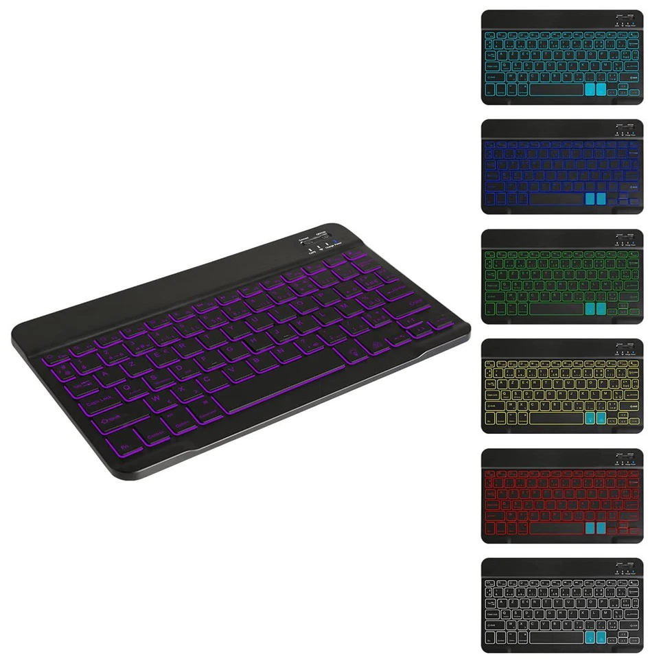 Clavier sans Fil Rétroéclairé Bluetooth Clavier AZERTY pour iPad Pro Air Mac ... - Photo 2/4