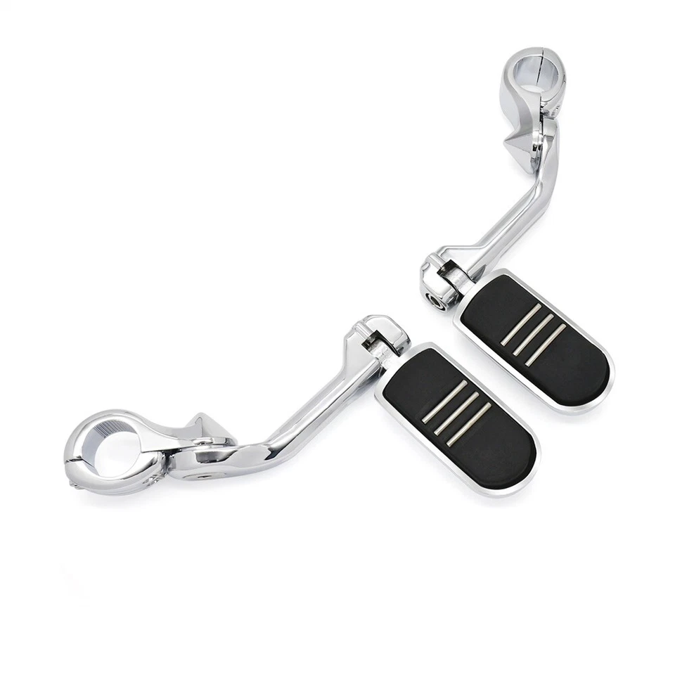 Clavijas de pie largas cromadas de carretera barras de 1-1/4" aptas para Harley Road King Street Glide Foto 2 de 4
