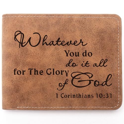Christian Gifts Leather Wallet Engraved Personalized Leather Wallet Bible Verse - Picture 1 of 15