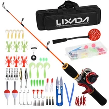 Lixada Ice Fishing Rod Reel Combo Detachable 50cm Spinning Rod With Carry Bag