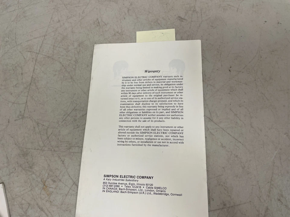 Simpson 00053 AC and DC High Voltage Test Probe 5000V Operator's Manual - Image 3 of 3
