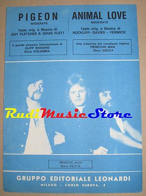CLIFF RICHARD pigeon PRIMITIVE MAN love RARE SHEET MUSIC SINGLE no cd lp dvd mc