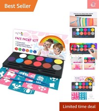 All-in-One Face Painting Kit for Kids: 12 Colors, Stencils  Brushes Included