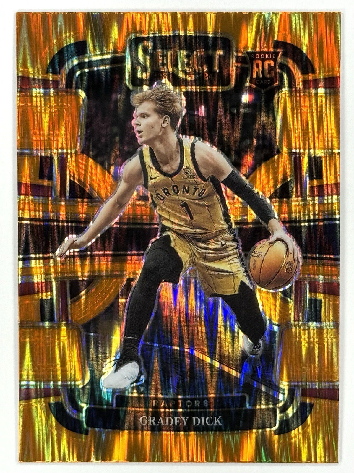 2023-24 Select Gradey Dick Concourse Orange Flash Prizm Rookie Card #90 Raptors