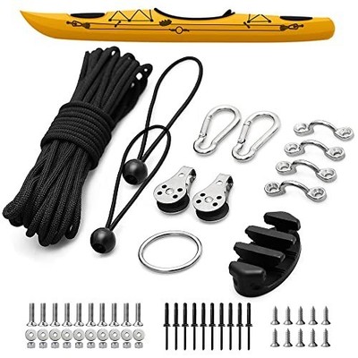 Kayak Anchor Trolley Kit 316 Stainless 30 Ft Paracord Pulley Cleat Ring Set