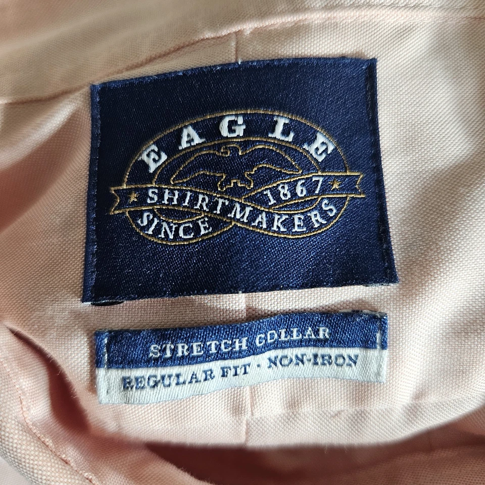 Eagle Shirtmakers Mens Size 18.5 34/35 Dress Shirt Reg Fit Pink Solid OEKO TEX - Image 3 of 4