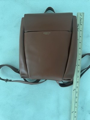 Mandarina Duck Saddle Brown Women s Medium Backpack Magnetic Closure Logo Silver
