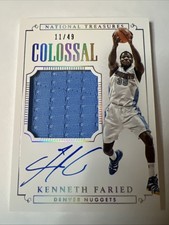 Kenneth Faried 2014-15 National Treasures Game Worn Patch On Card Auto /49