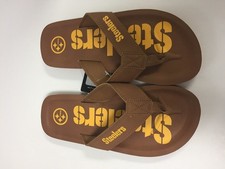Pittsburgh Steelers Men's Color Pop Contour Flip Flop Sandals Small 