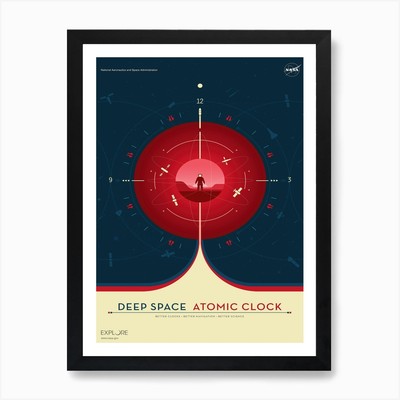 Atomuhr Raumfahrt Nasa Post gerahmtes Wandbild Poster Leinwanddruck Bild