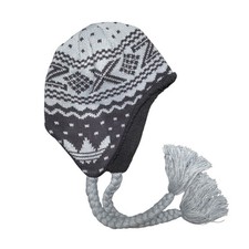 Adidas Originals ZX Peruvian Beanie Hat G86764 Grey Black Knit Earflaps Tassels