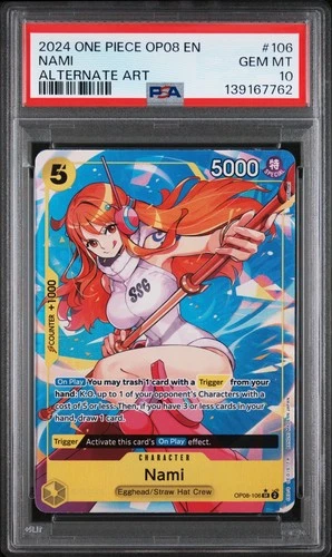 2024 One Piece Nami Alternate Art SR OP08-106 PSA 10