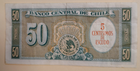 Chile 5 Centesimos - 50 Pesos note 1960 est -Green - Circulated - Free Shipping