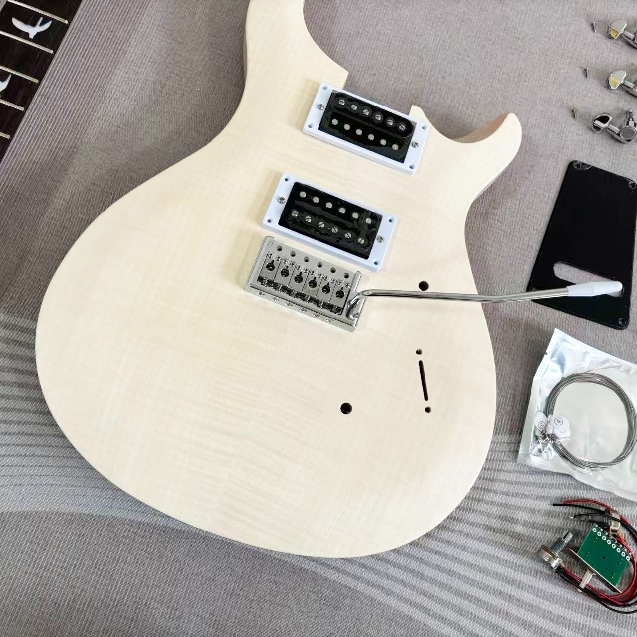 DIY Electric Guitar Unfinished Kit Genuine Rosewood Fretboard Flame Maple Top