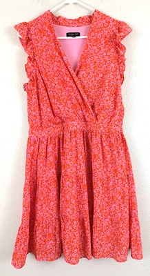 Rachel Zoe sz 12 Fit & Flare Dress ss lined multi color floral print 2835