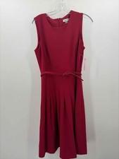 Pre-Owned Calvin Klein Red Size 10 Knee Length Sleeveless Dress