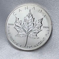 1991 Canadian Maple Leaf coin 1 oz .9999 silver [w4]