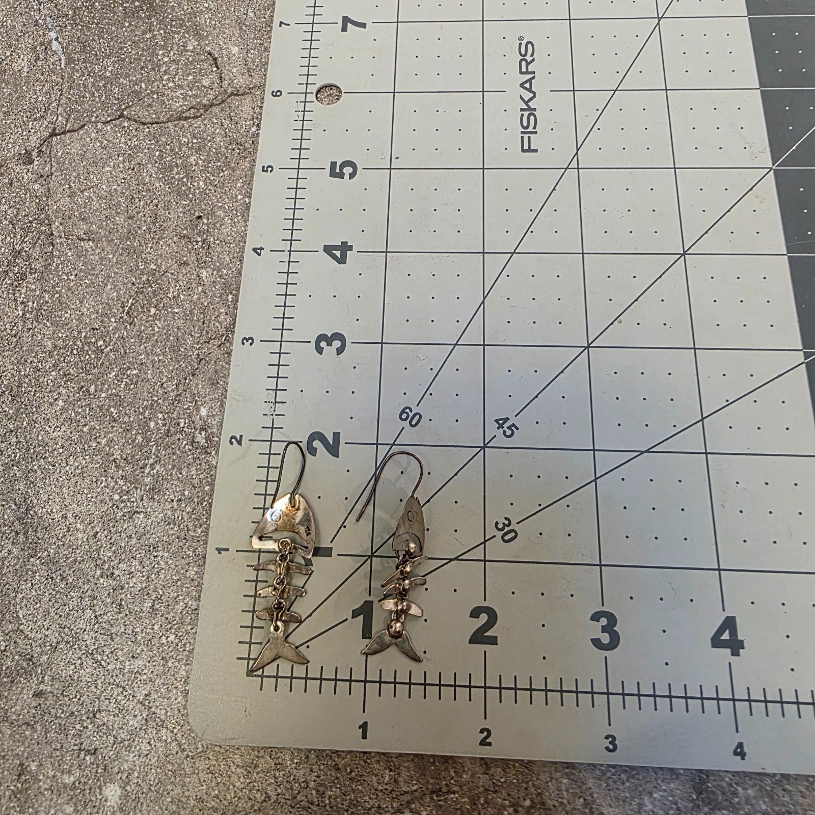 VTG Fish bones skeleton dangle drop sterling silv… - image 8