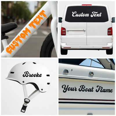Individueller Text Vinyl geschnitten Aufkleber - Personalisieren Sie Ihren Fahrradhelm Auto und Boot