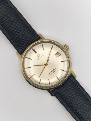 Vintage Omega Seamaster De Ville 136.020 SP 14k Gold Bezel Men's Manual Watch