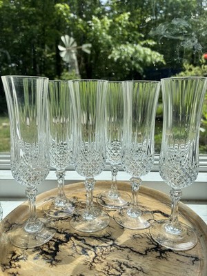   Cristal d Arques Longchamp Champagne Flutes Set of 6 24% Lead Crystal
