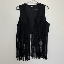 Faux Suede Fringe Vest Women's L Cowgirl Country Western Festival Rodeo