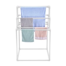 Free-Standing 8-Bar Towel Post 35.43x35.43x54.72 inch White Stable Base