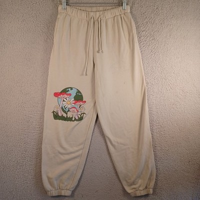 Womens Tan Brown Sweatpants Size XS Mother Earth Needs Our Love Environmental