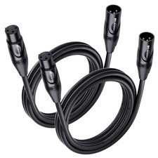 2 Pack Premium XLR Cable - 6ft, Male to Female Microphone 6 Feet, Black