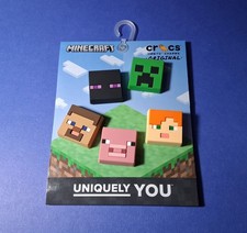 Minecraft Jibbitz Charms Crocs Steve Alex Enderman Creeper Pig Mojang 5-Pack NEW