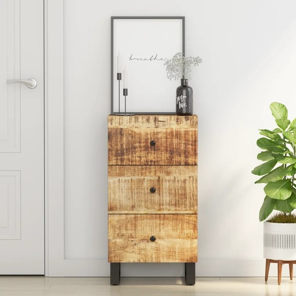 Sideboard Kommode Massivholz Mango 3 Schubladen 40X33,5X75 Cm-image