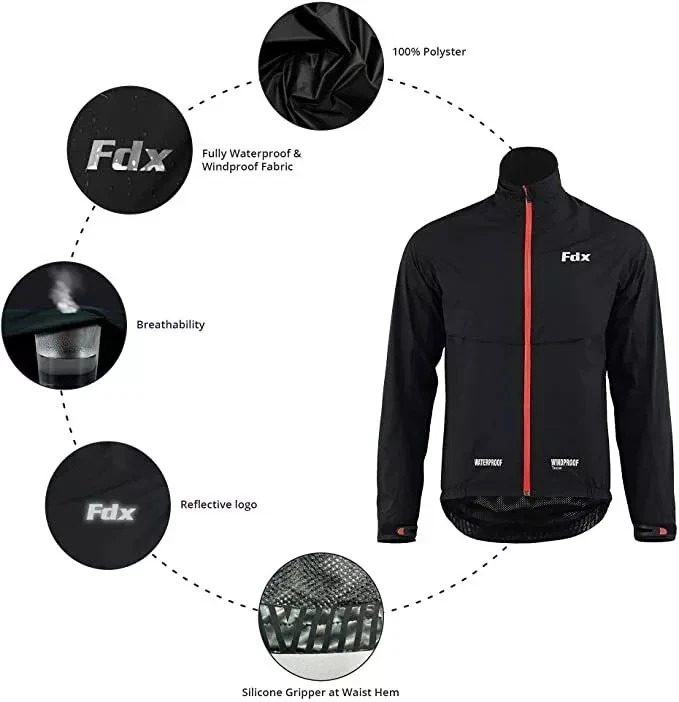 Mens Waterproof Cycling Jacket Breathable Lightweight Hiking Running Coat - image 2 of 4