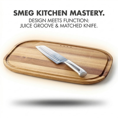 SMEG Acacia Wood Double Sided Cutting Board (Size: 42 *28 *1.9cm) Fast Ship