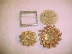 4 Vintage Rhinestone Brooches Pin Spectactular Red, Blue, Yellow and Clear — photo 6