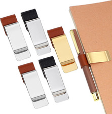 5 Pcs Pu Leather Retro Notebook Pen Loop Holder Metal Pen Clips Sleeve For Journ
