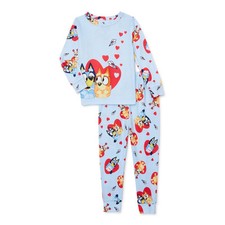Bluey and Bingo Toddler Blue Valentine's Day Hearts and Love Notes Pajama Set