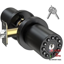 Keypad Door Knob with Key,Keyless Entry Door Lock, Code Matte Black Finish