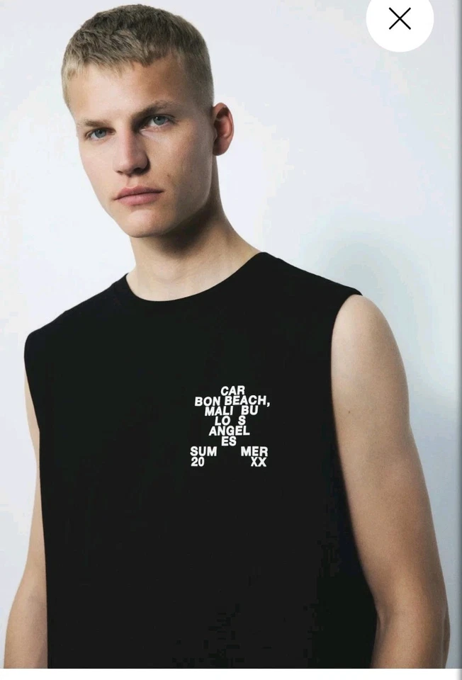 Top para hombre H&M negro gráfico sin mangas  Foto 3 de 4