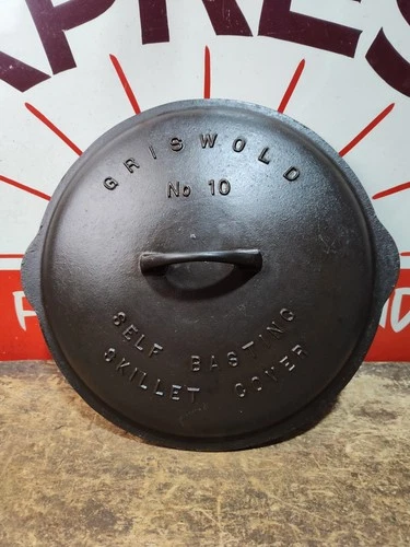 "Fully Restored" GRISWOLD #10 Cast Iron Skillet Lid Large Logo Seasoned